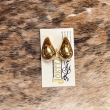 Large Pear Gold Earrings