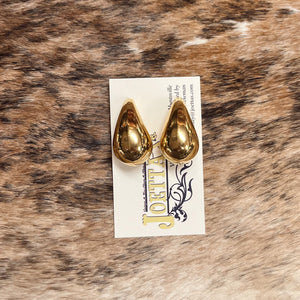 Large Pear Gold Earrings