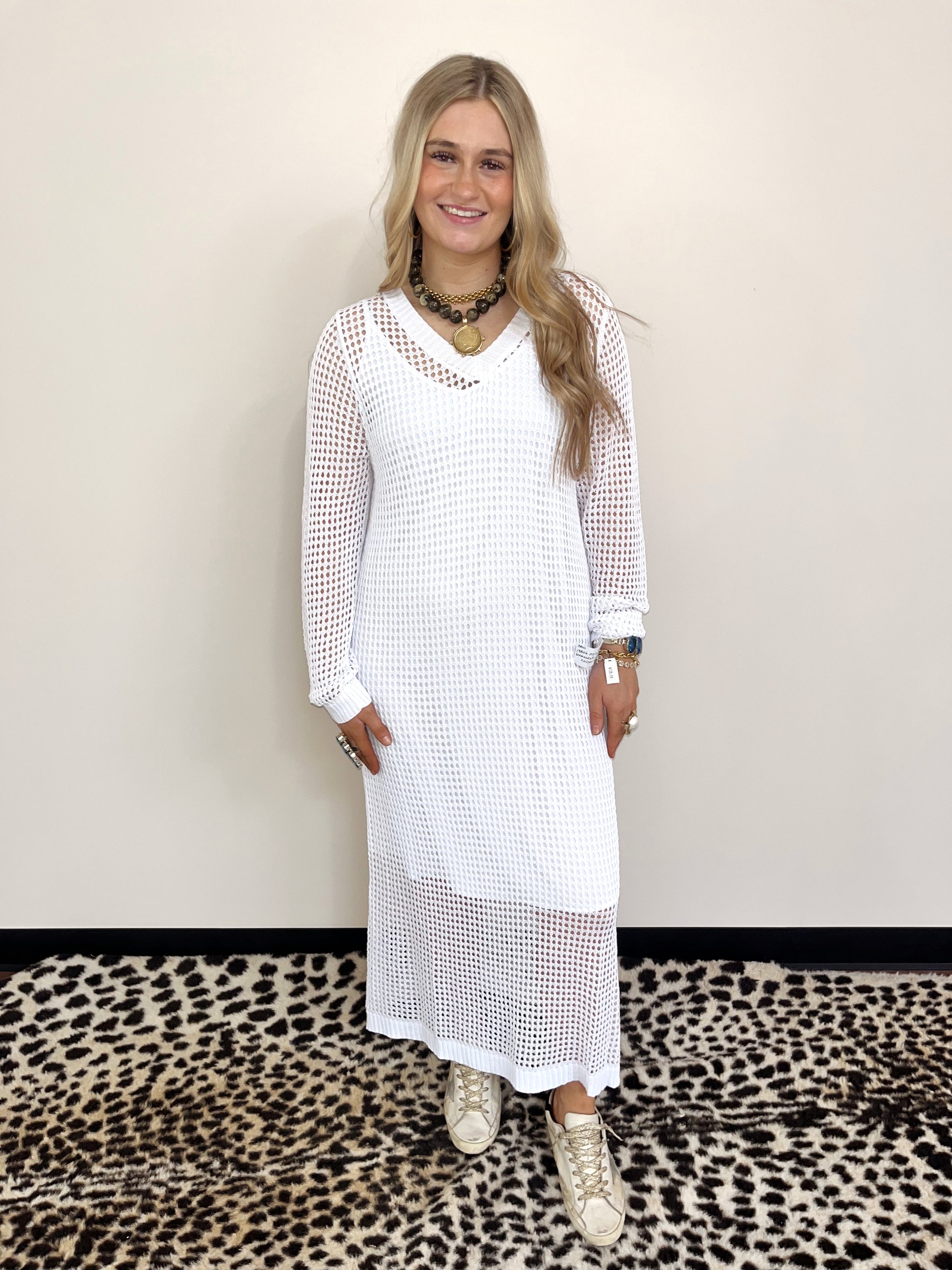 long crochet dress white Halterneck Tie Back Maxi In Knit | EGO US this white floor Camilla Open Back Crochet Maxi