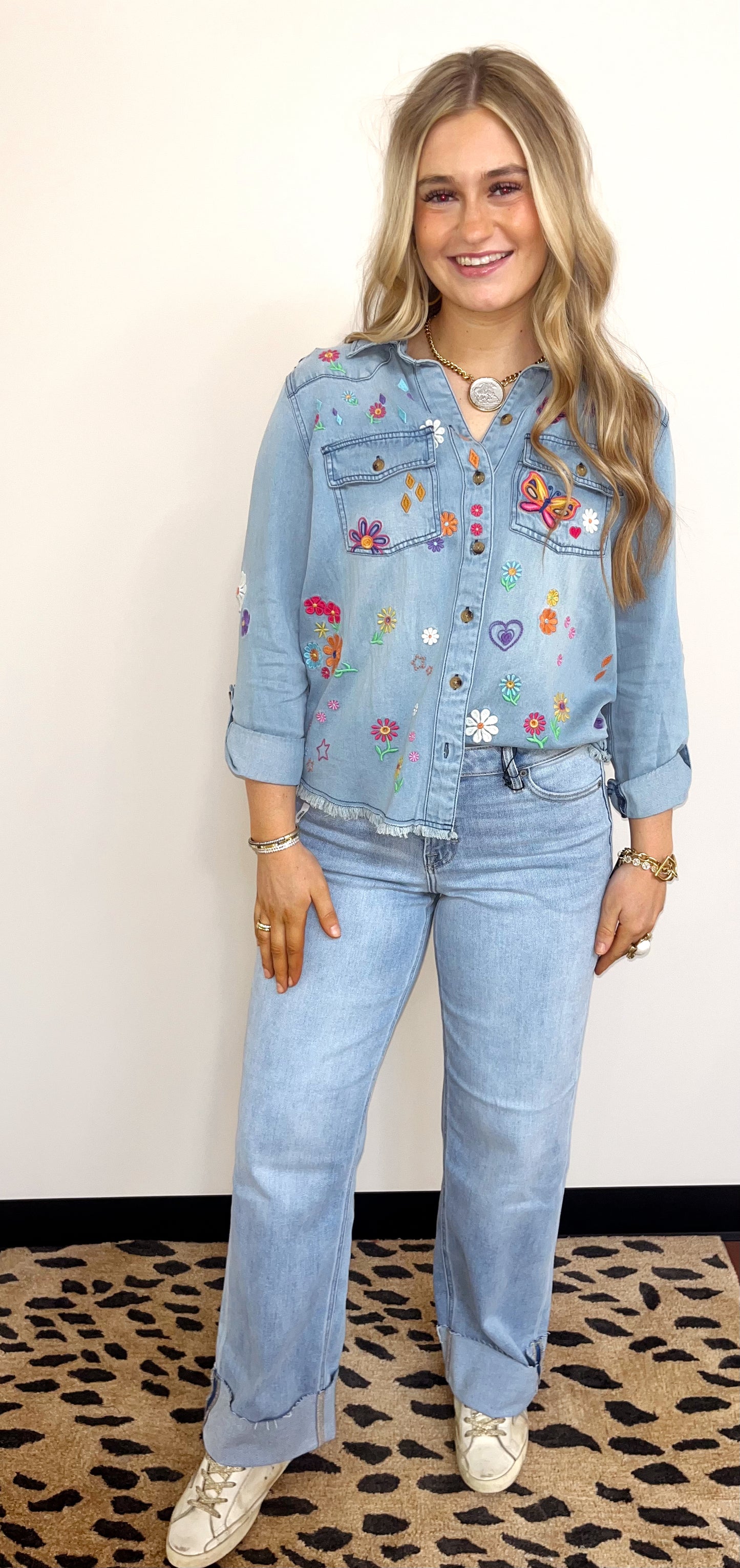 Embroidered Denim Shirt by John Mark