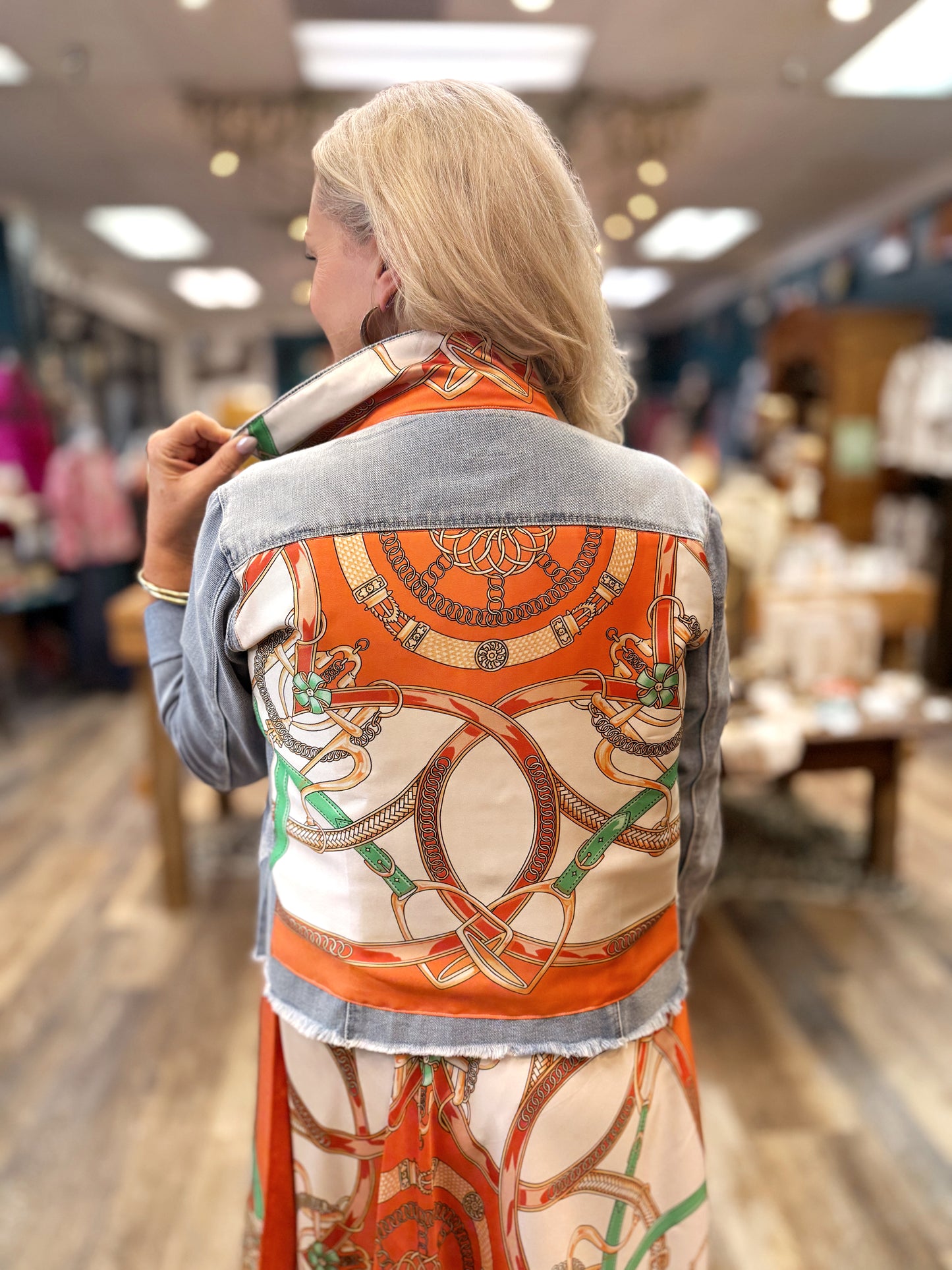 Orange Equestrian Denim Jacket