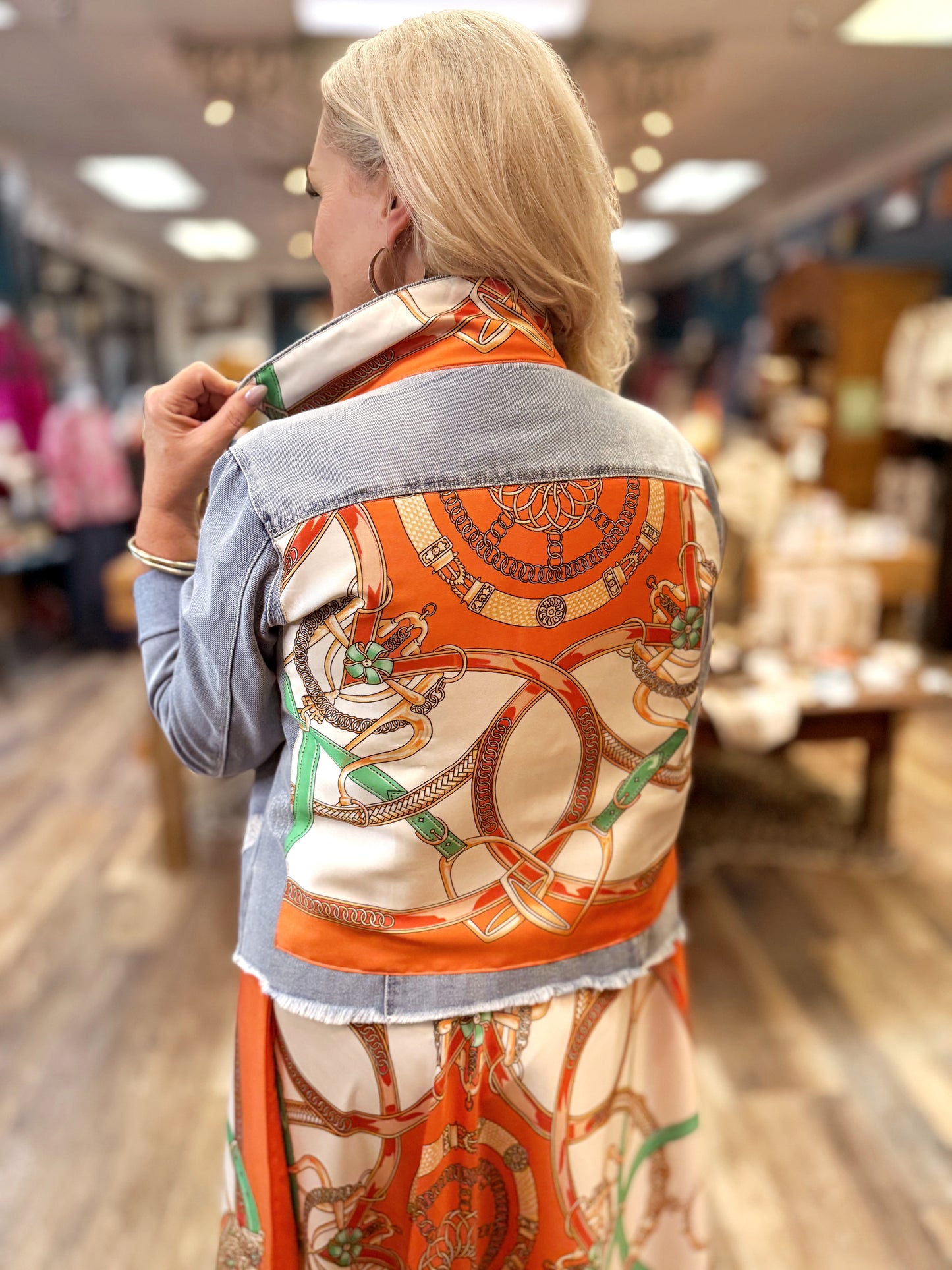 Orange Equestrian Denim Jacket