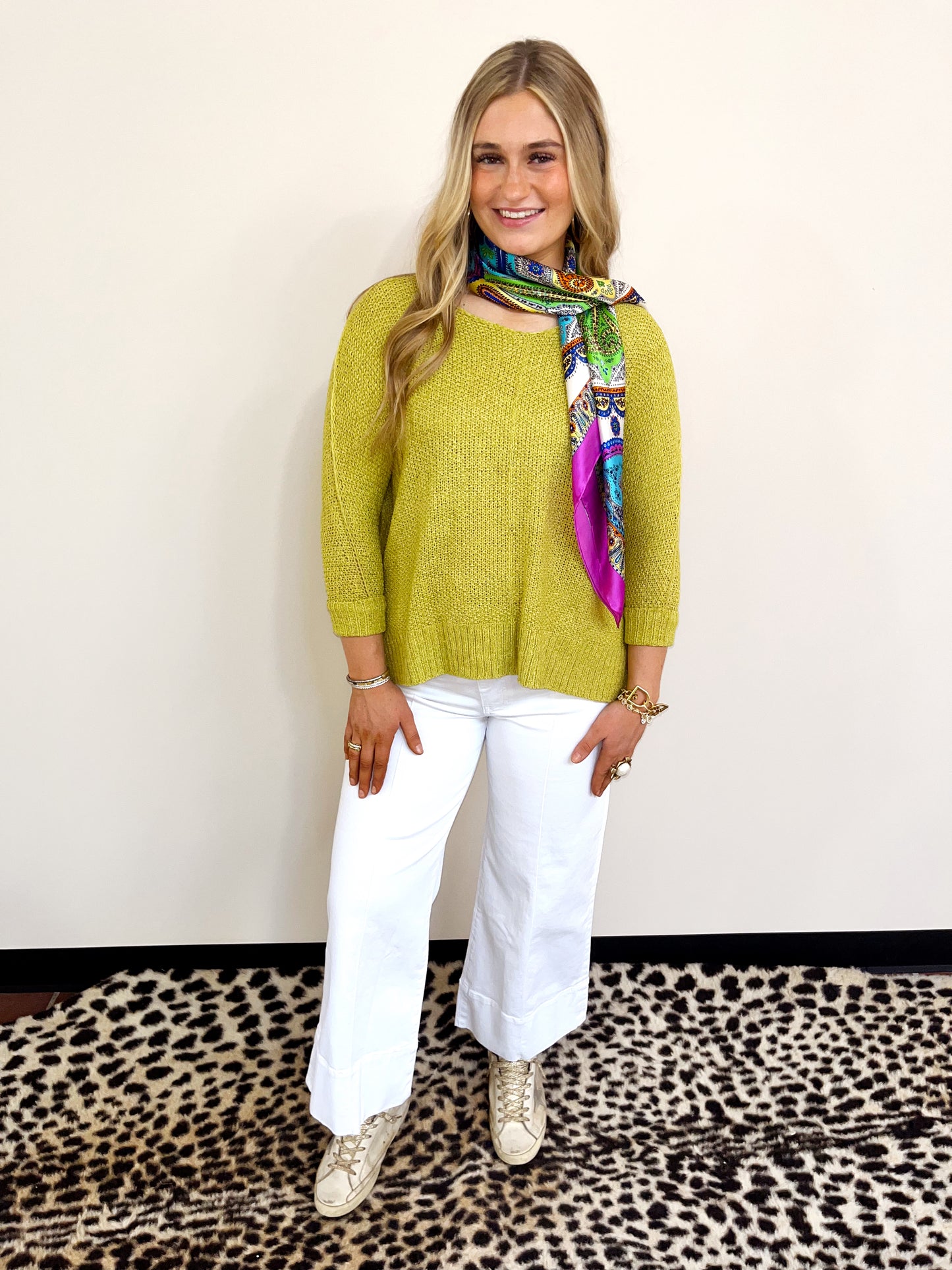 Light Knit LS Avocado Top