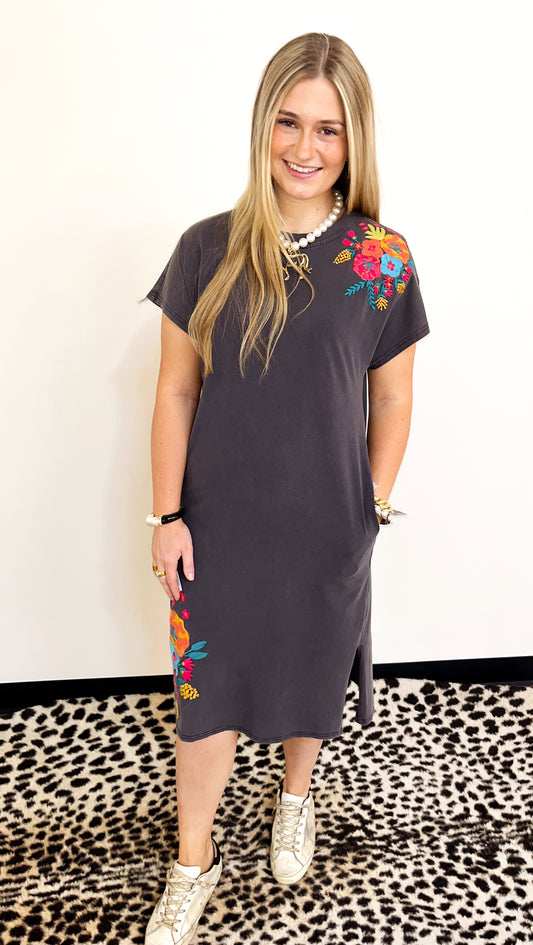 Jo Embroidered T-shirt Dress