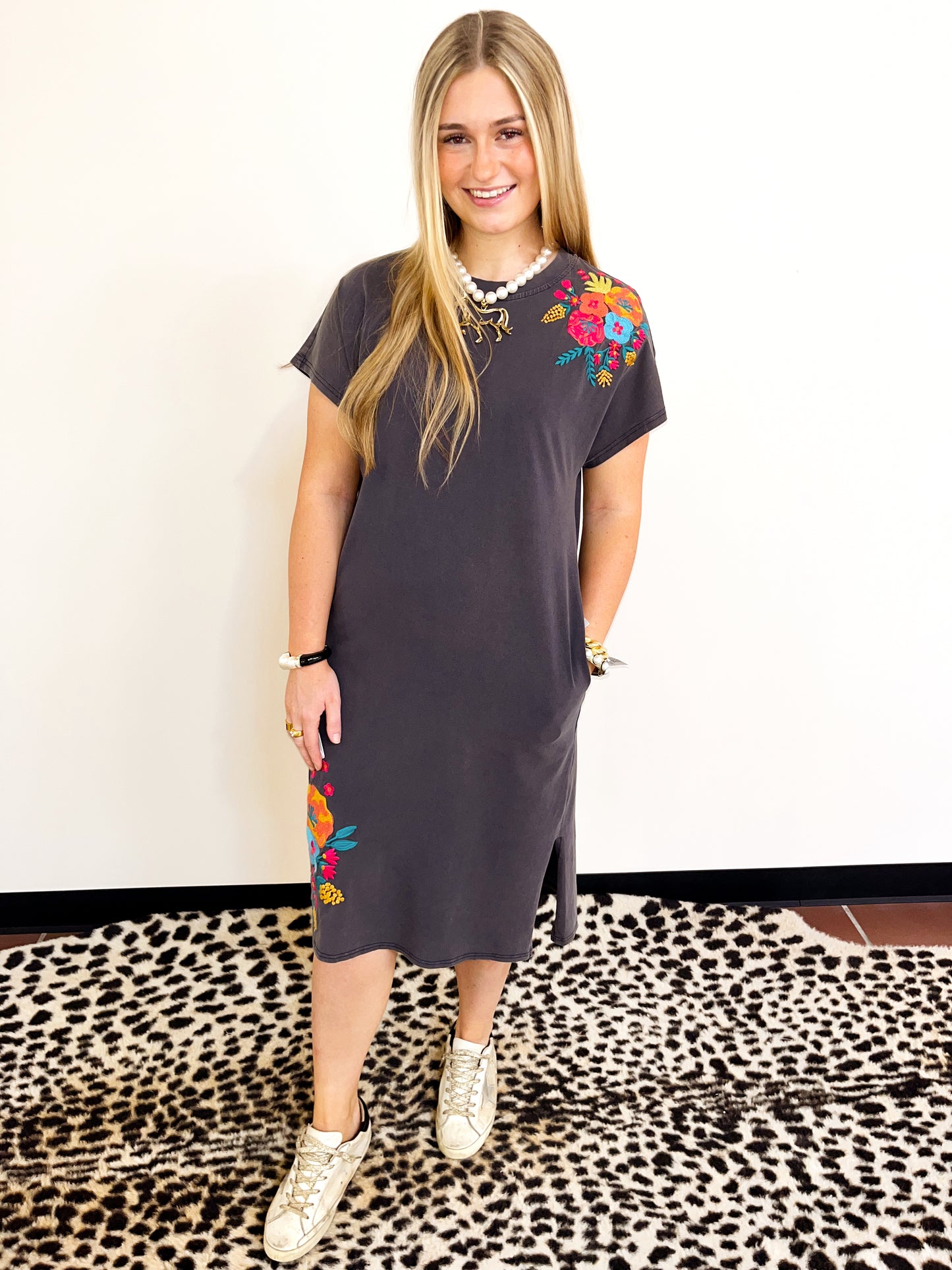 Jo Embroidered T-shirt Dress