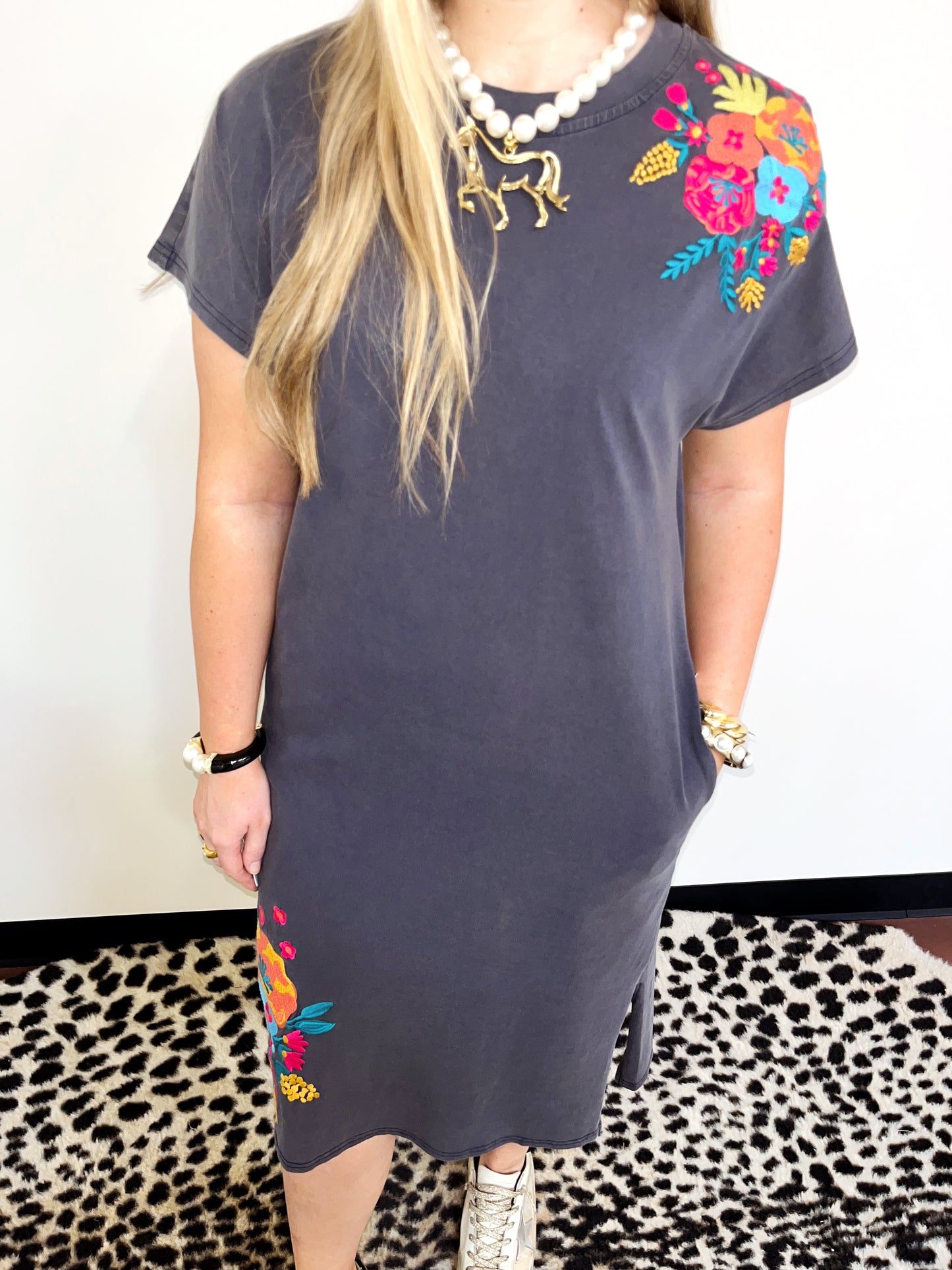 Jo Embroidered T-shirt Dress