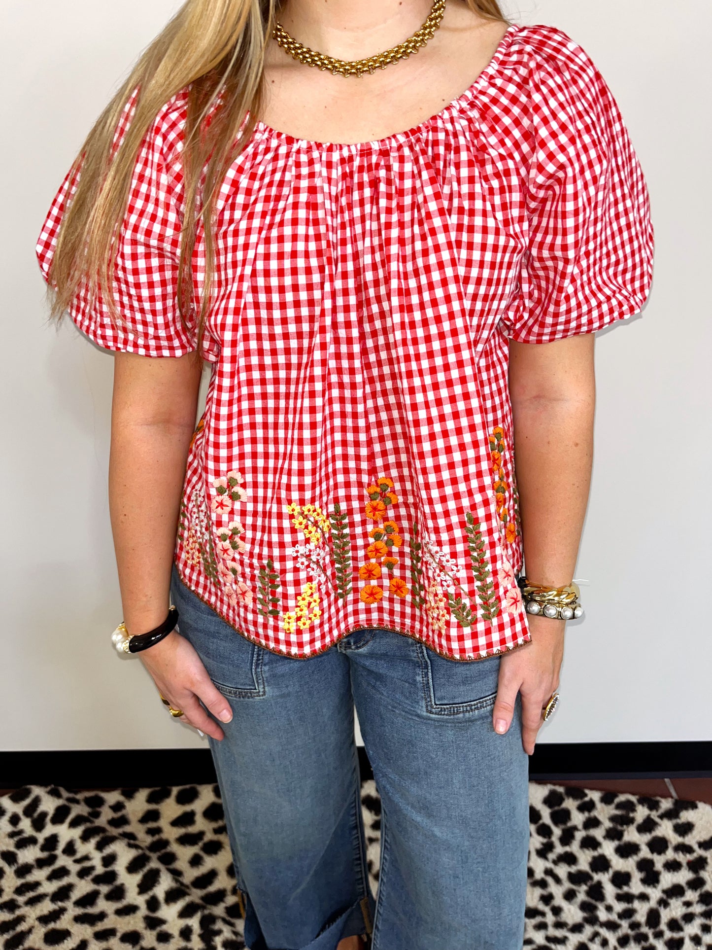Gingham Floral Top by Ivy Jane