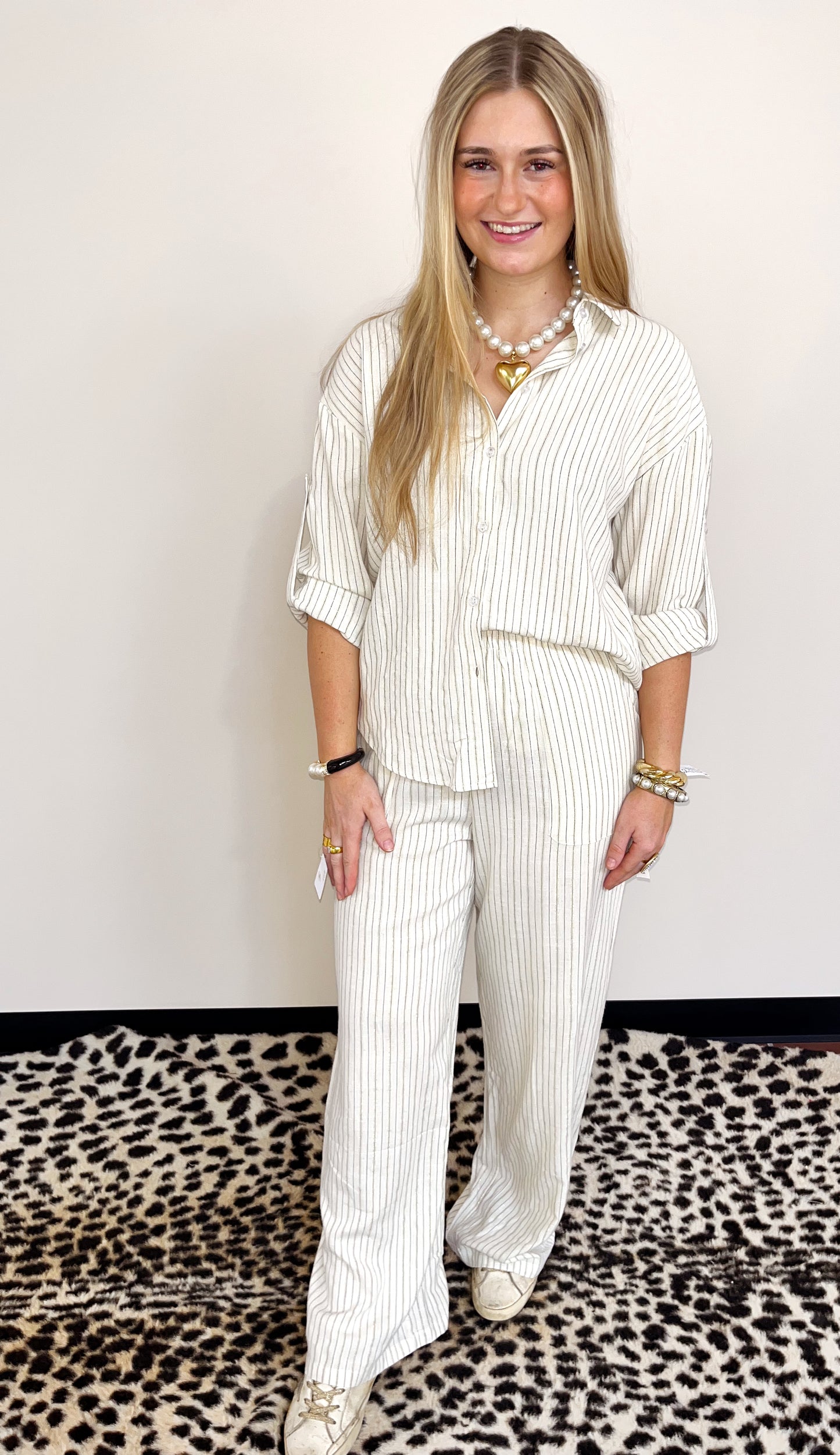 Cream PinStriped Set