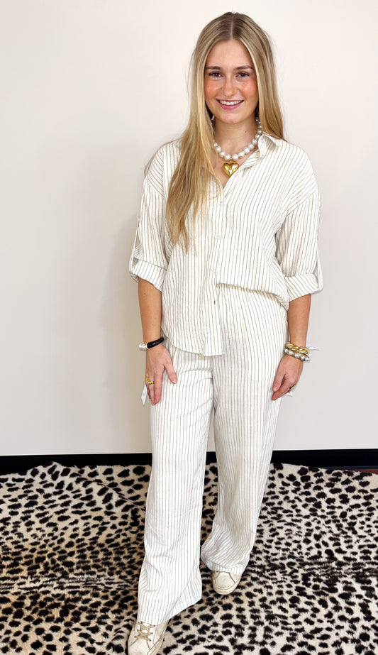 Cream PinStriped Set
