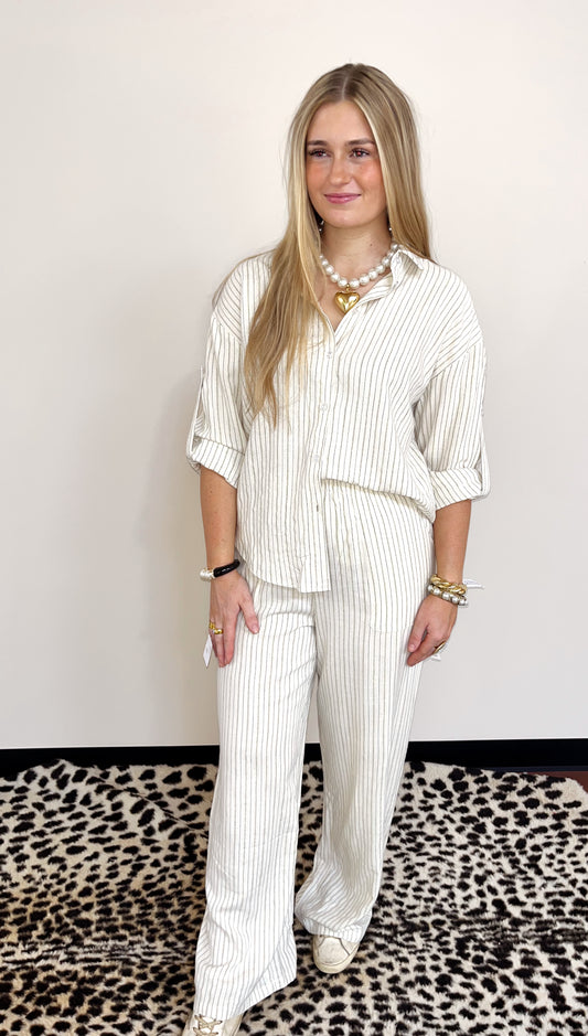 Cream PinStriped Set