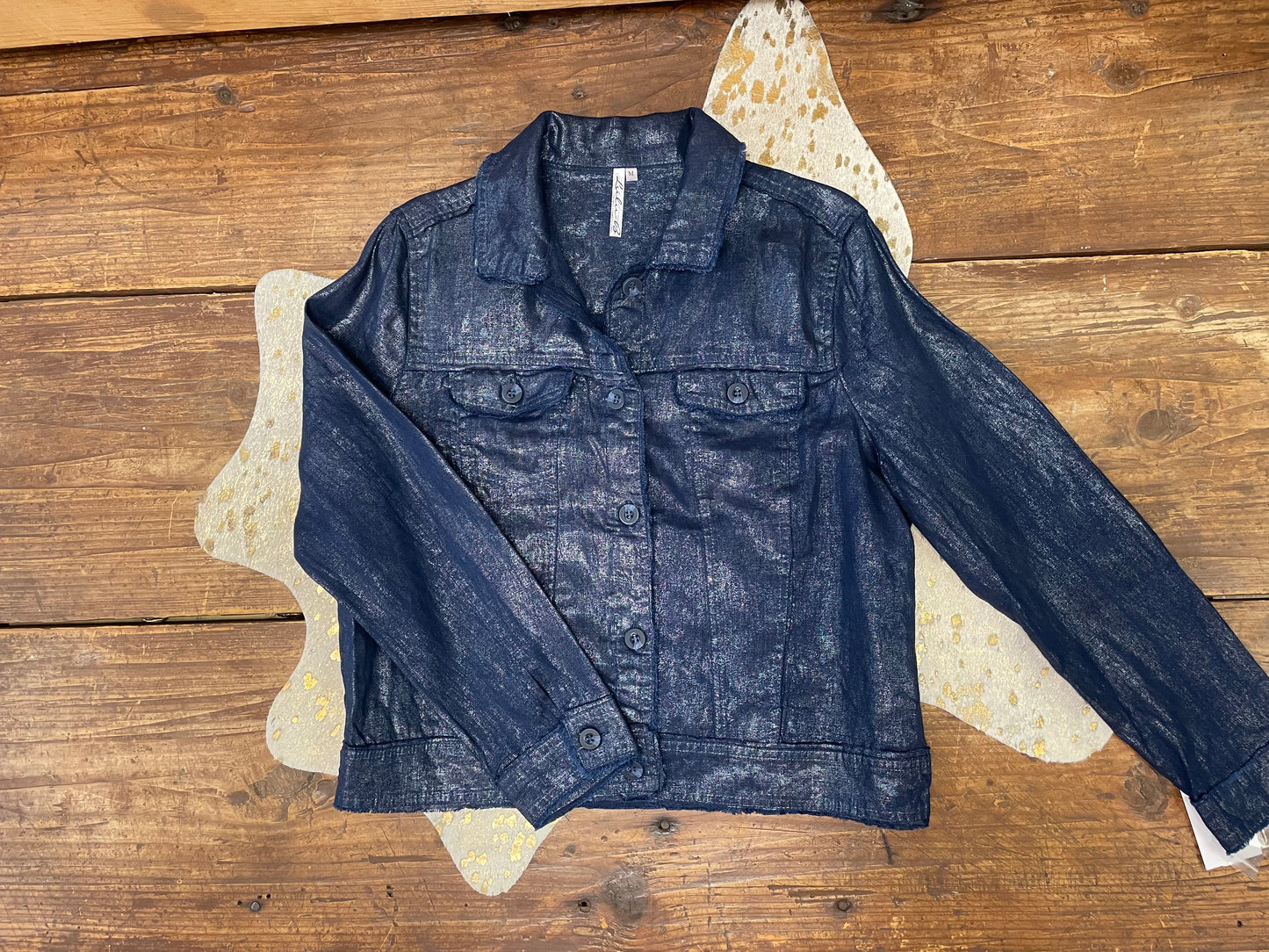 Navy Metallic Travel Jacket by Lulu B