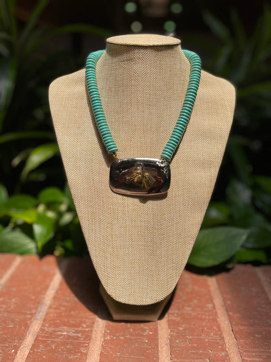 Vintage Turquoise Buckle Necklace