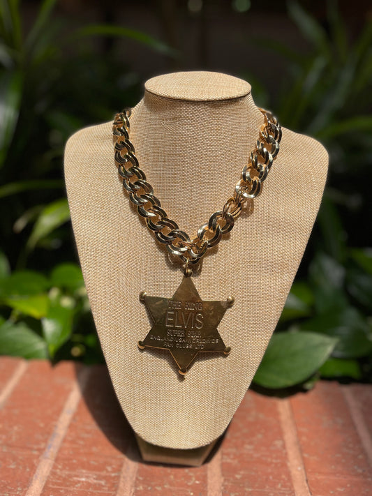 Vintage Elvis Badge Necklace