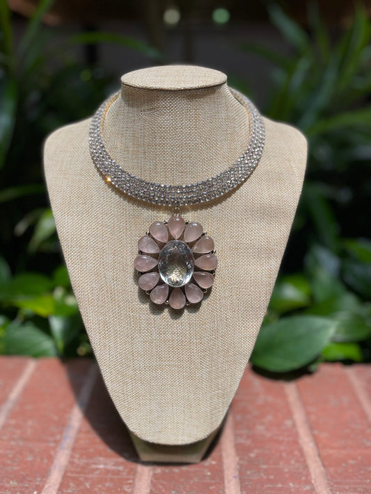 Vintage Rose Quartz Choker