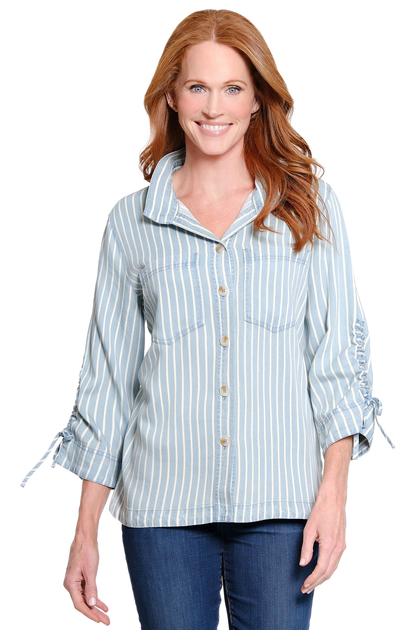 Stripe Button Up Top by John Mark