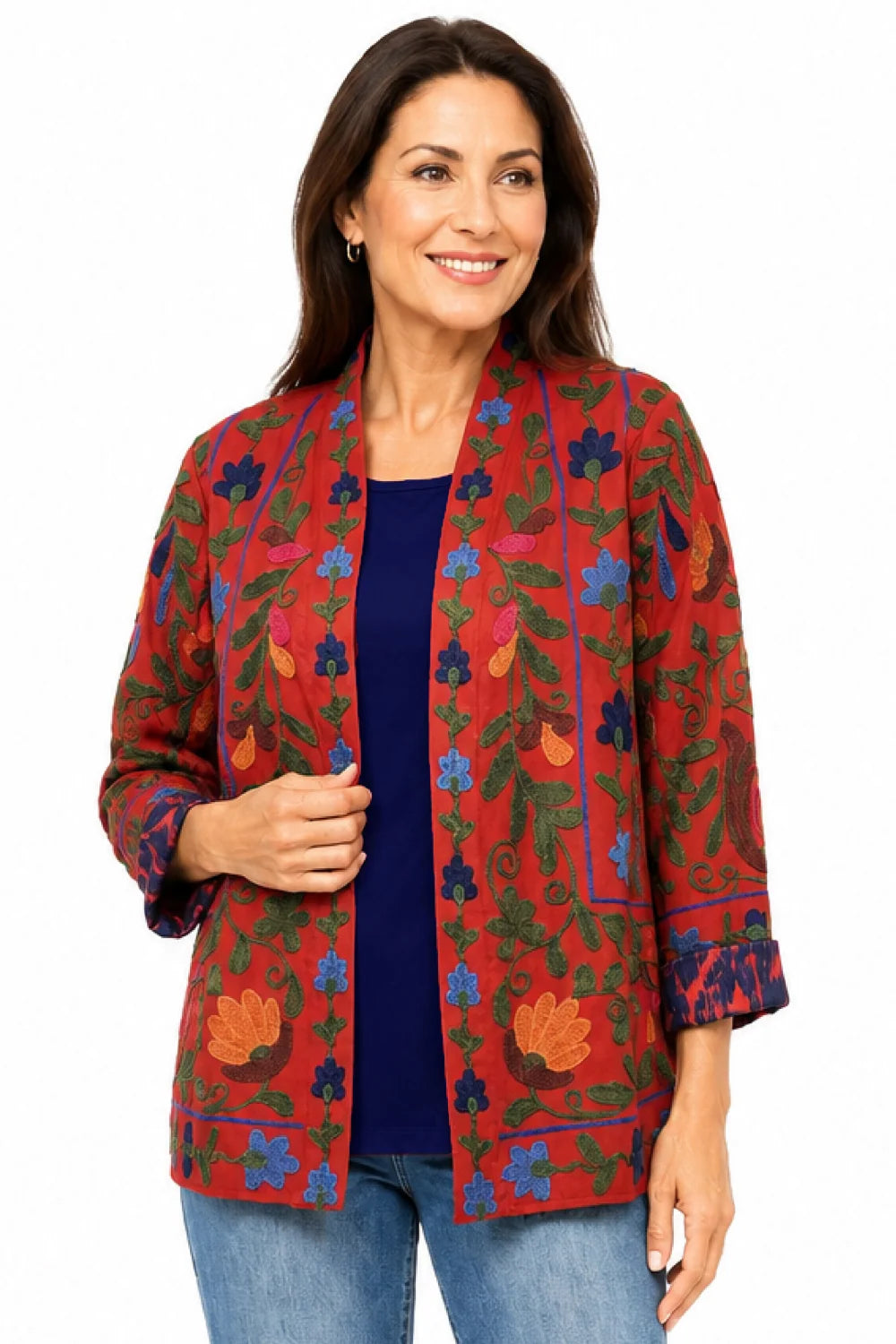 Dark Coral Embroidered Jacket - John Mark