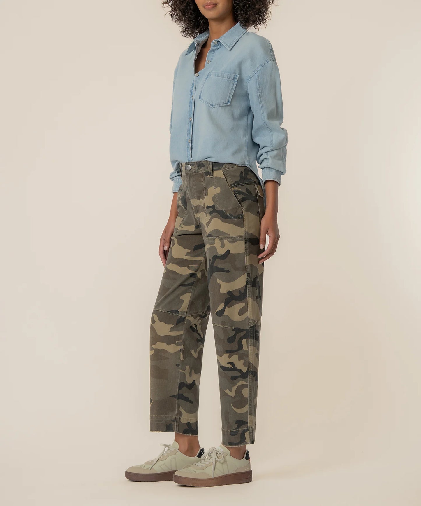 Ashton Wide Leg Olive Camo Jean by Kut