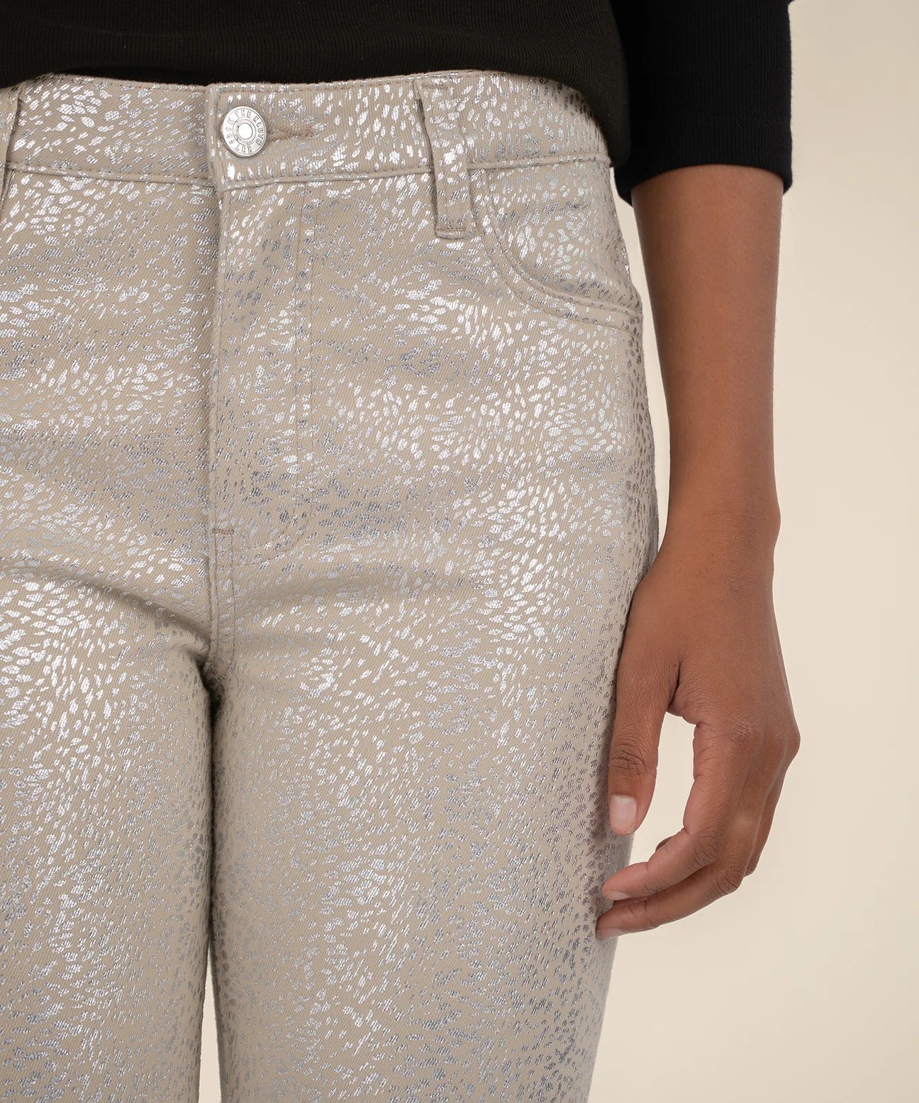 Cream/Silver High Rise Charlize Jean by Kut