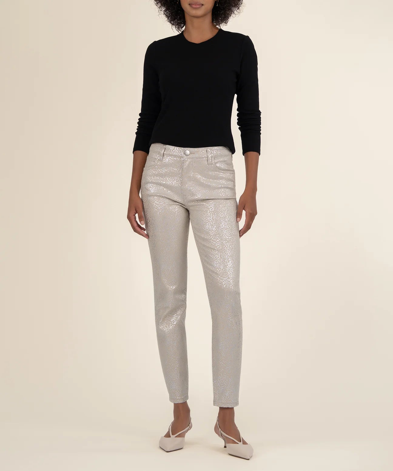 Cream/Silver High Rise Charlize Jean by Kut