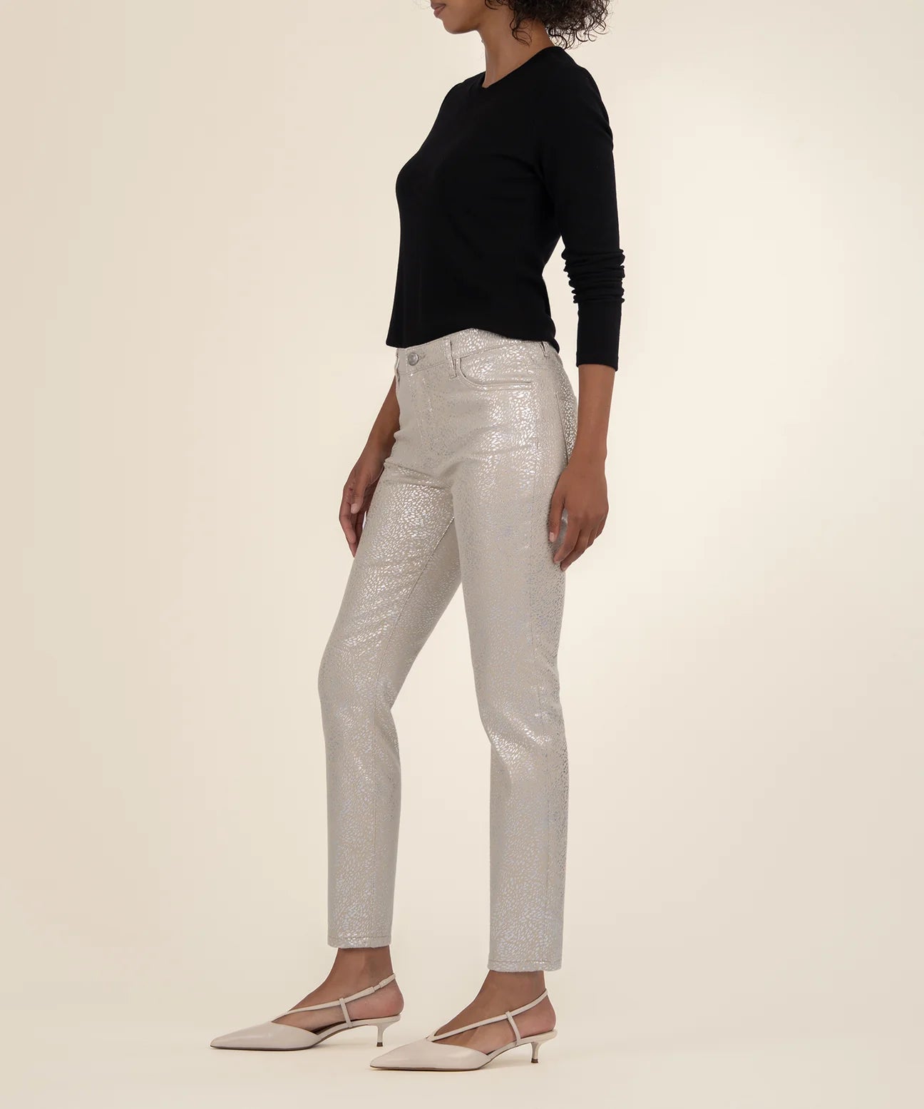 Cream/Silver High Rise Charlize Jean by Kut