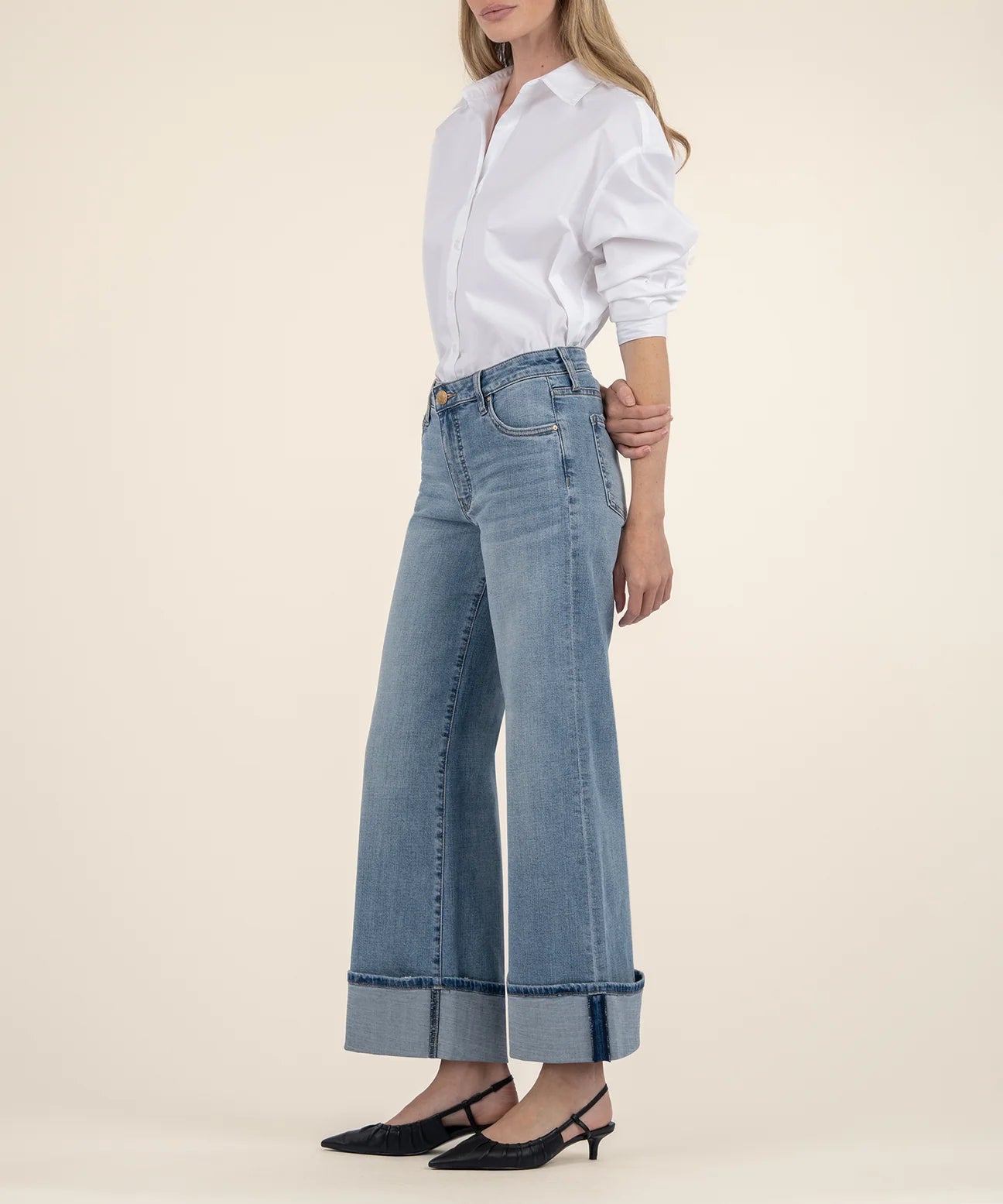 KUT High Rise Meg Fab Ab Wide Leg