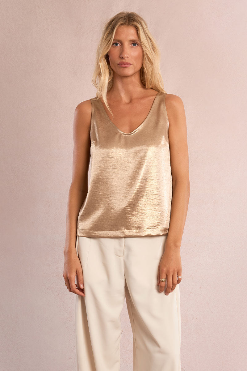 Gold Metallic Tank and Pants Set