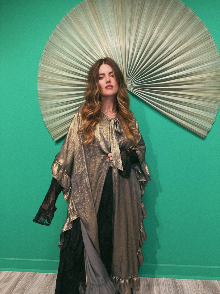 Silver Metal Lilith Ruffle Cape