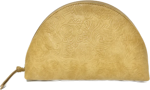 Tooled Leather Cosmetic Bag