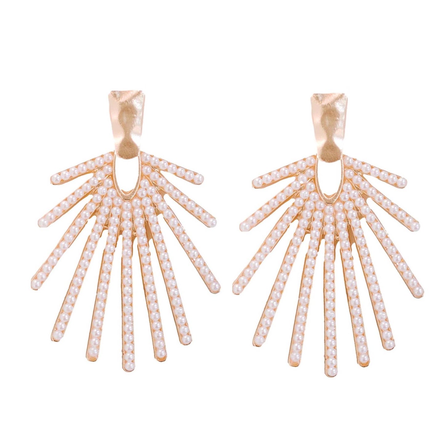 Pearl Sunburst Statement Drop Earrings