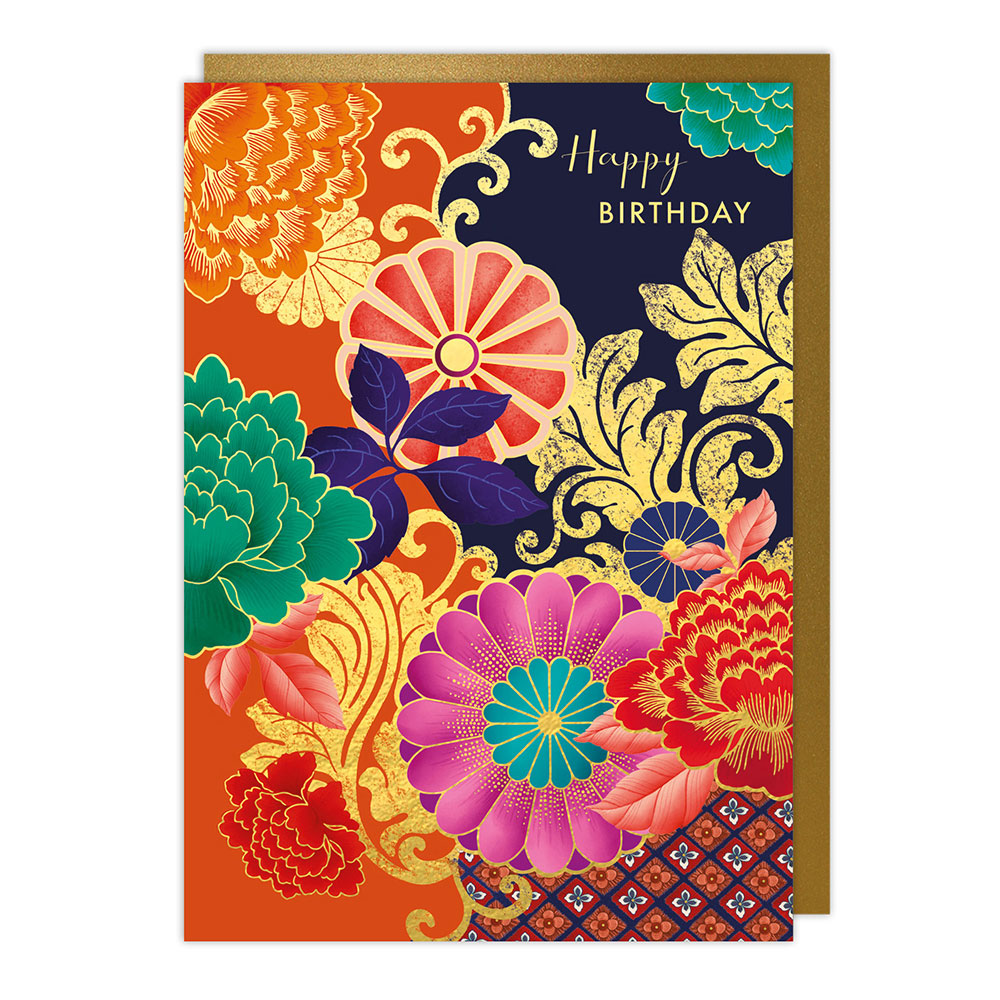 Pink Flowers Birthday Card