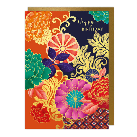 Pink Flowers Birthday Card