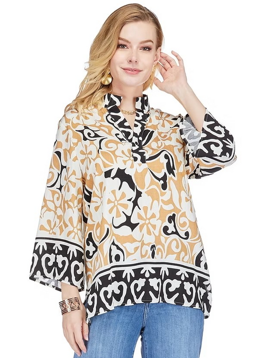 Ethnic Border Placket Tunic