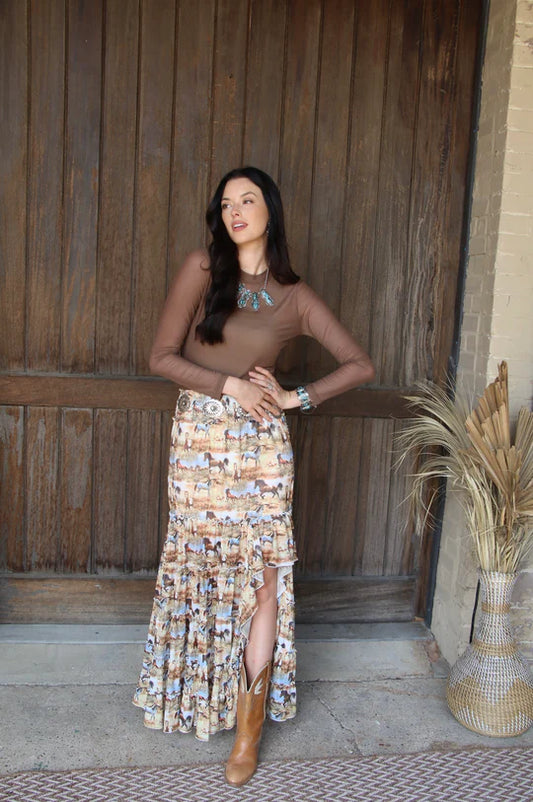 Wild Horse Mesh Ruffle Skirt