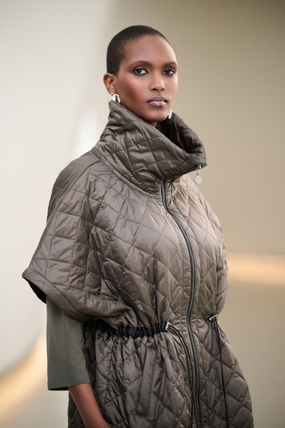 Charcoal Avocado Quilted Vest by Joseph Ribkoff