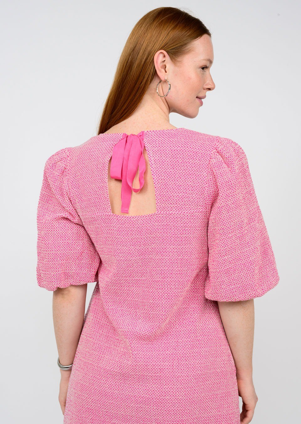 Pink Eyelet Bow Back Dress- Uncle Frank