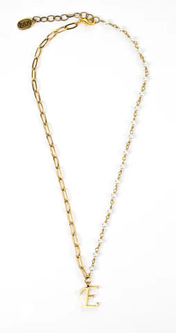 Ozark Initial Necklace-Gold/Pearl