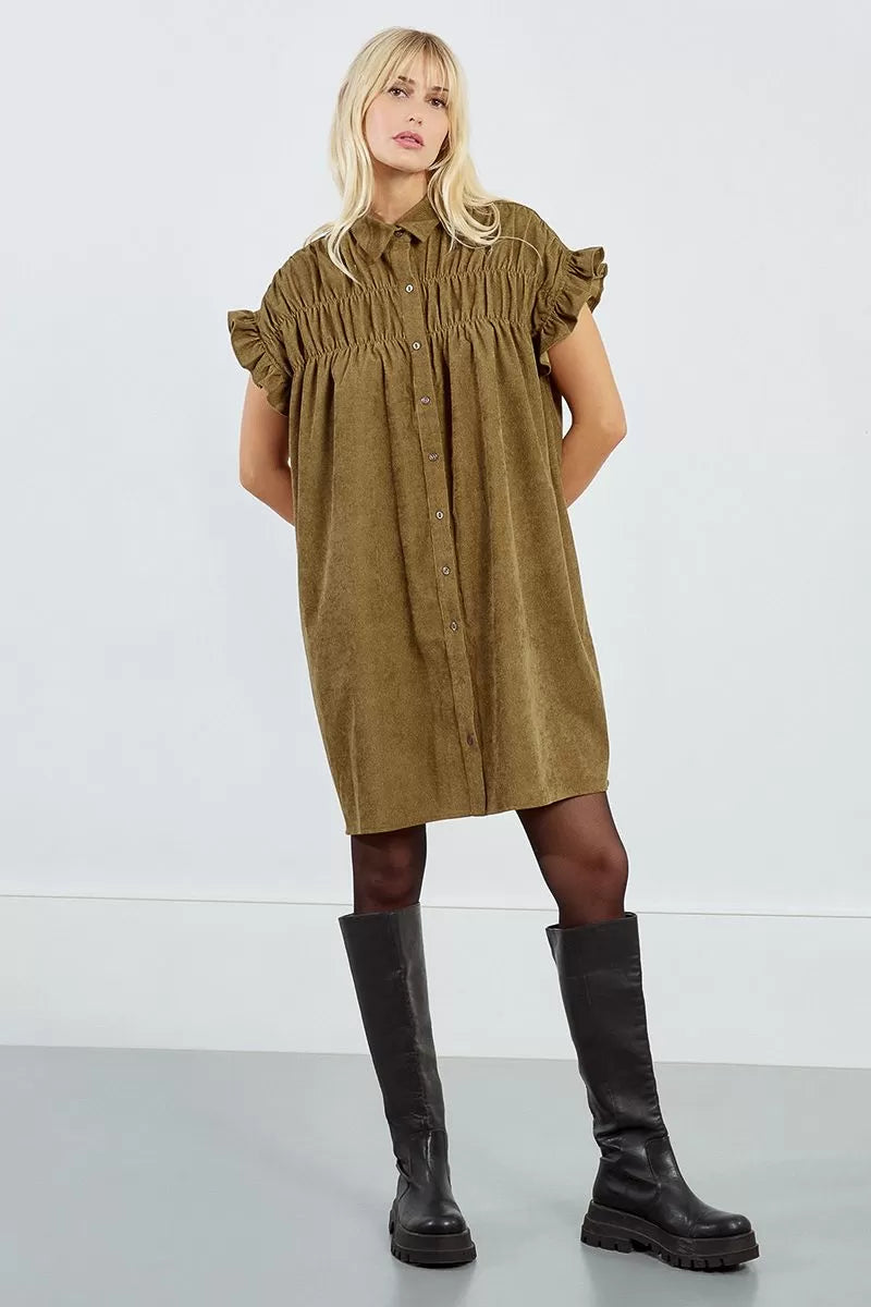 Ruched Yoke Shirt Dress by Lili Sidonio