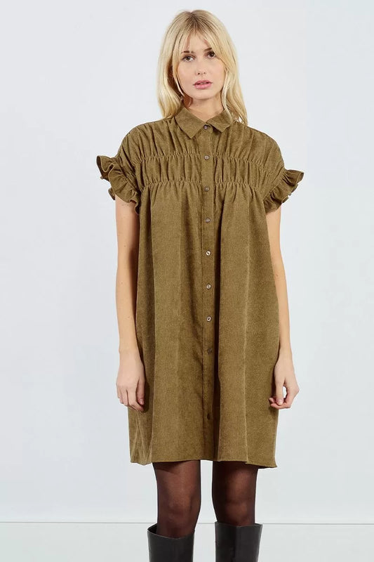 Ruched Yoke Shirt Dress by Lili Sidonio