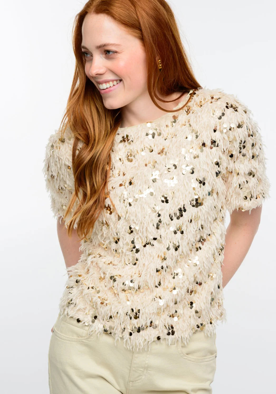 Fuzzy Sparkle Tee Top