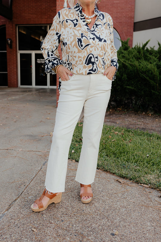 High Rise Kelsey Ankle Flare ECRU Jeans~ Kut