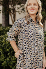 BoHo Chic Clover Print Shirt Dress