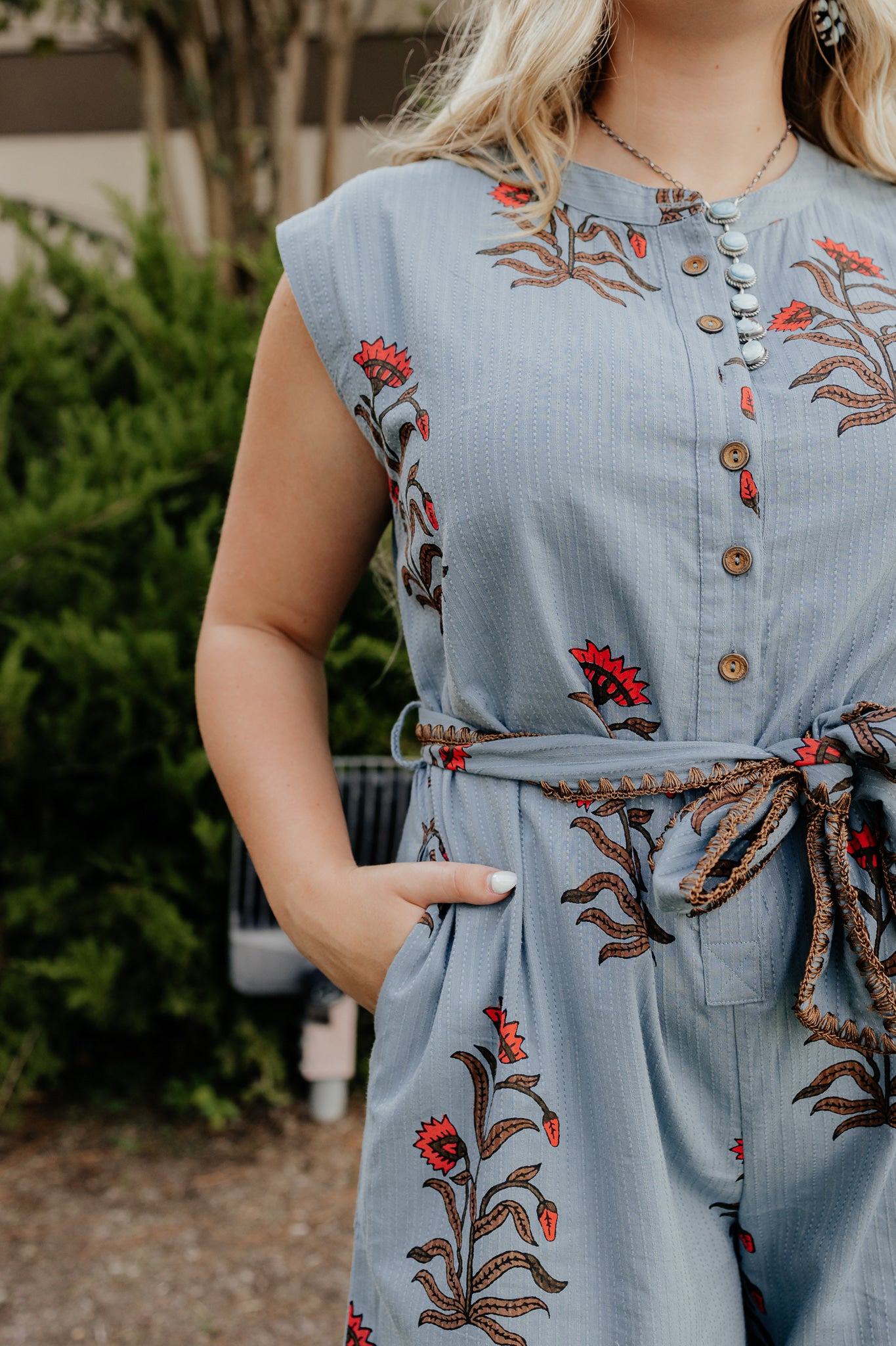 Floral Block Print Jumpsuit- Uncle Frank