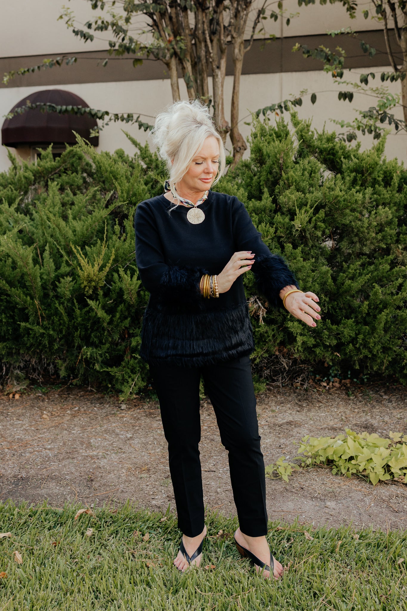 Sonia Knitted Top with Fur Trim