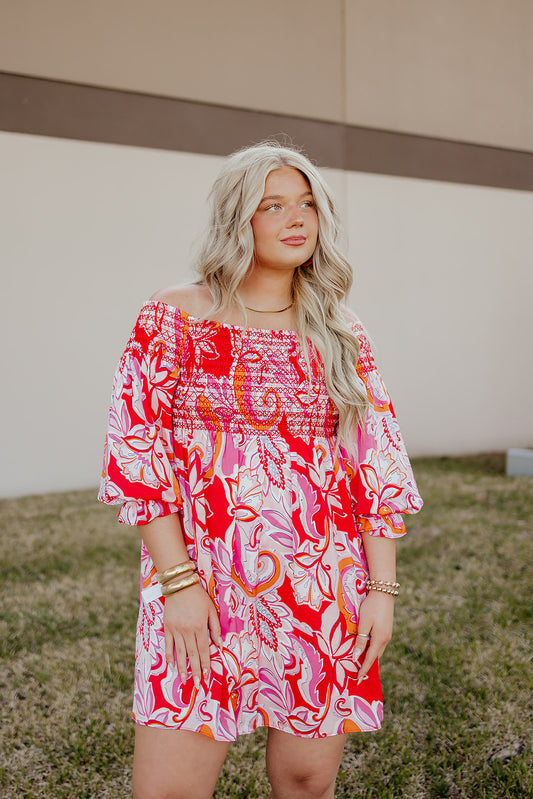 "Where the Wildflowers Lay" Off-Shoulder Dress