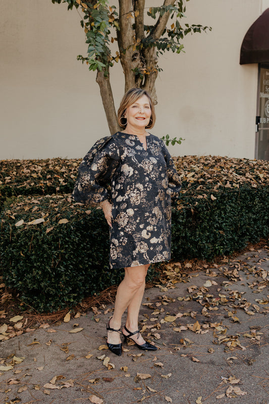 Black/Gold Floral Dress