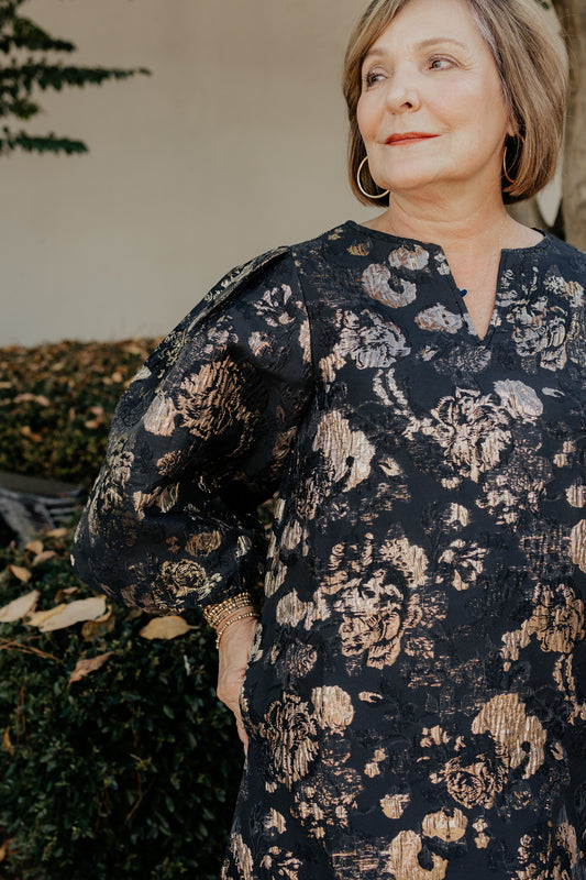 Black/Gold Floral Dress