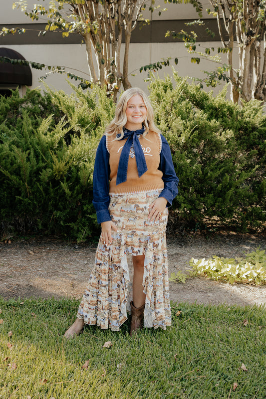 Brown "Rodeo" Pullover Sweater Vest