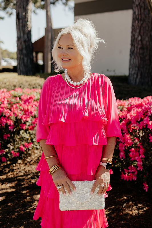 Cream Pearl Studded Clutch