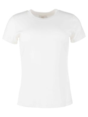 Langley Short Sleeved Ribbed Top by Kut - White