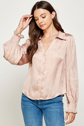 Satin Button-Down Shirt ~ Available in Two Colors